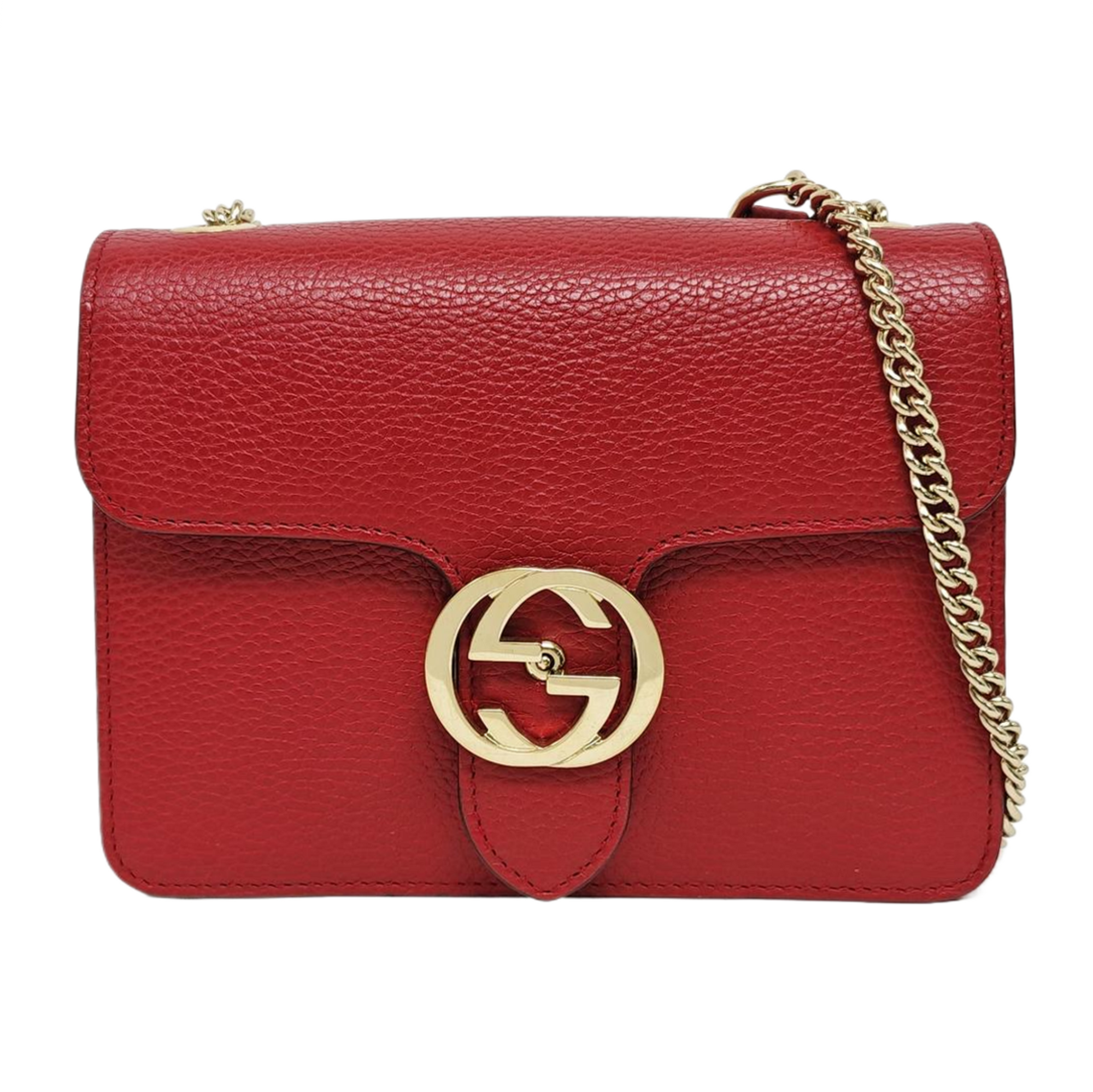 Interlocking G Small Calfskin Red