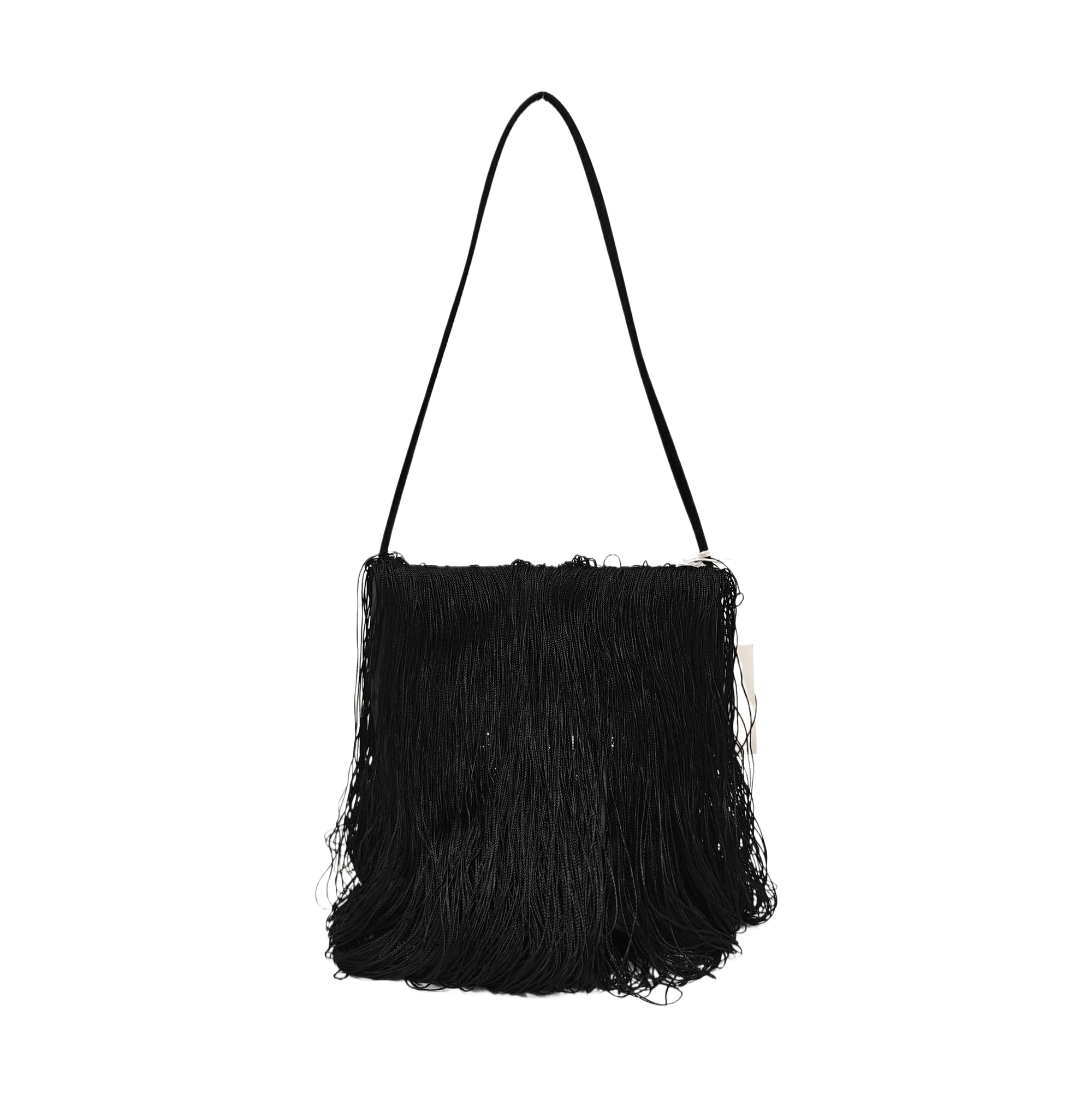 Silk Satin Top Handle Bag Black