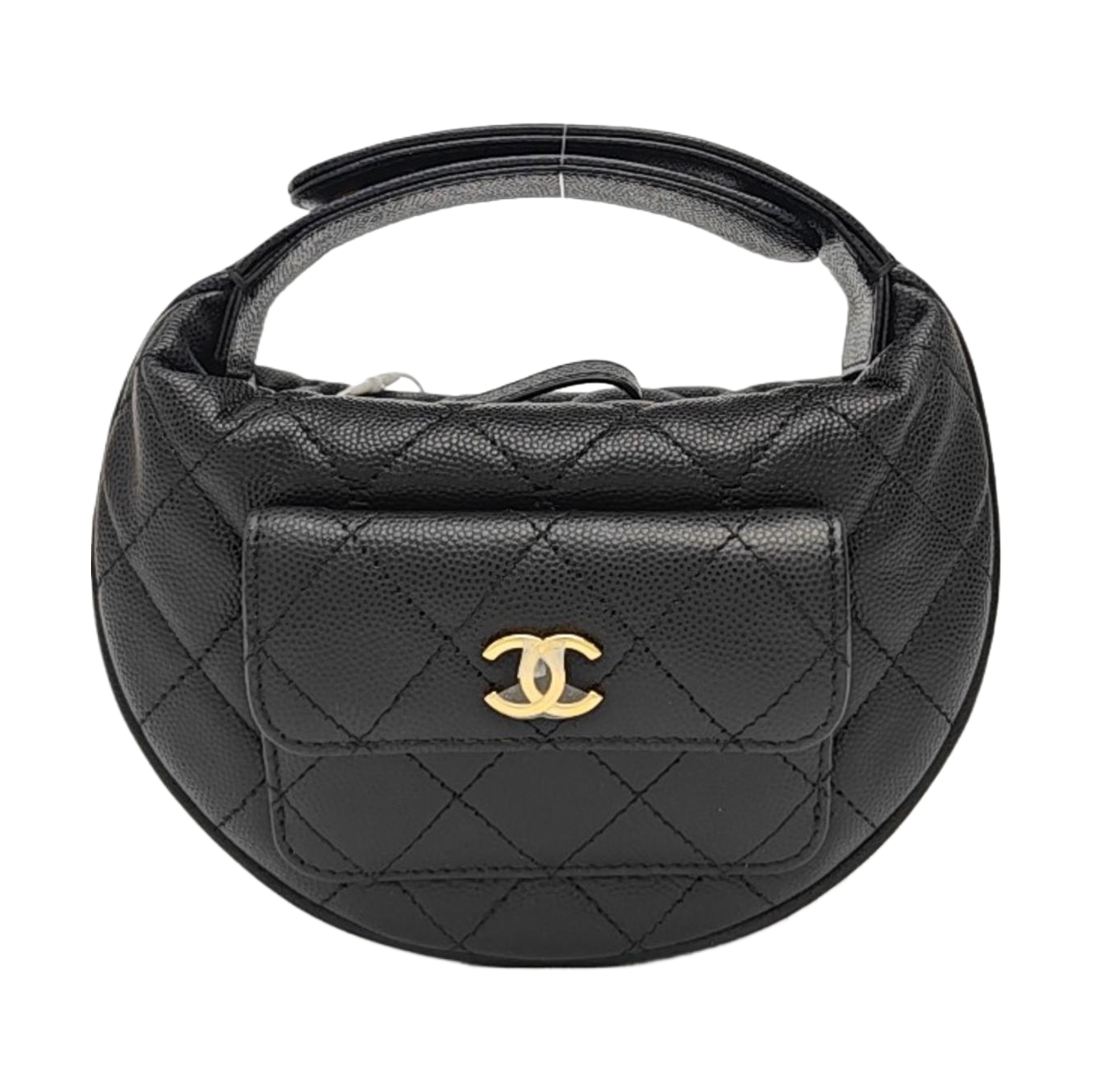 Quilted Grained Calfskin Top Handle Bag Mini Black