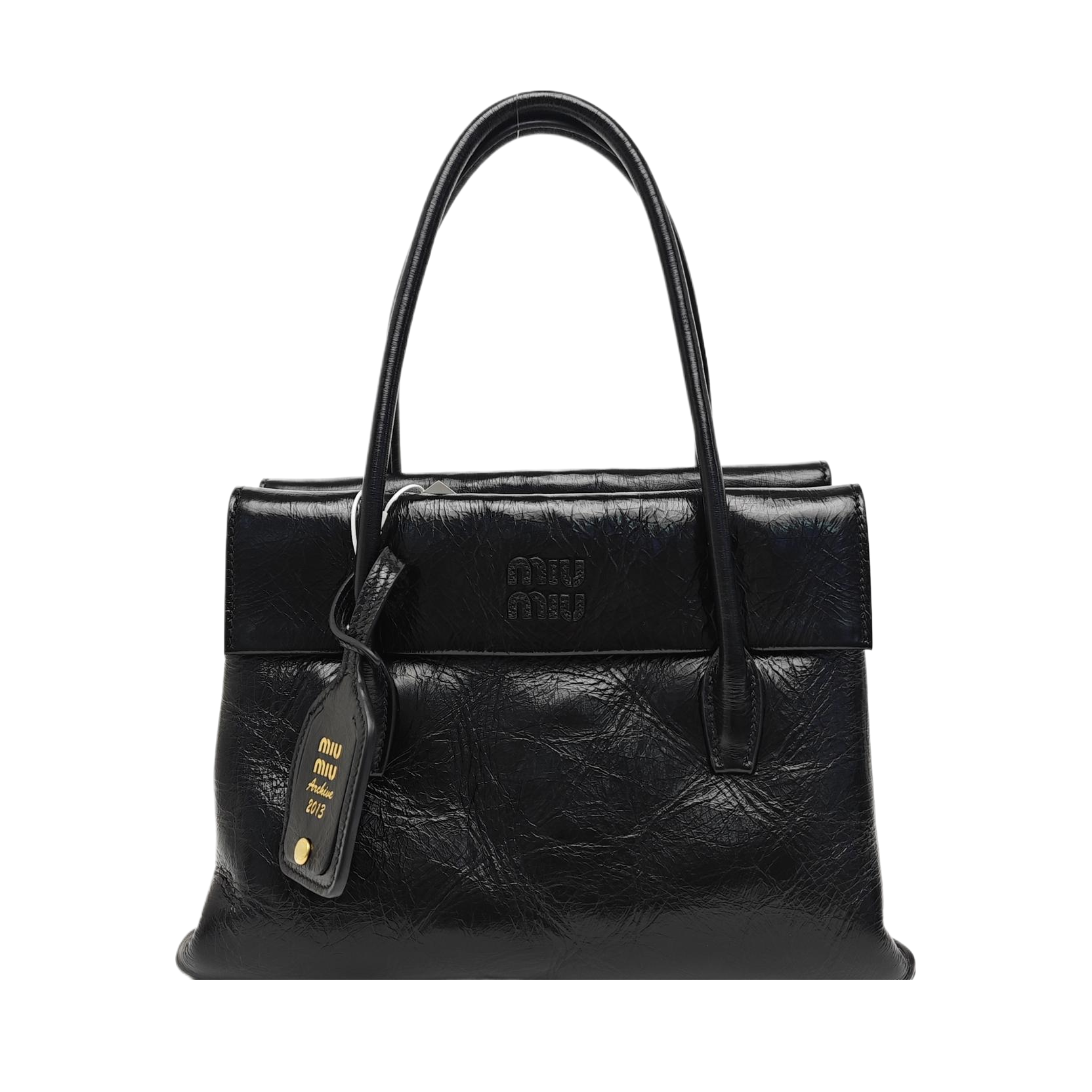Calfskin Top Handle Bag Black