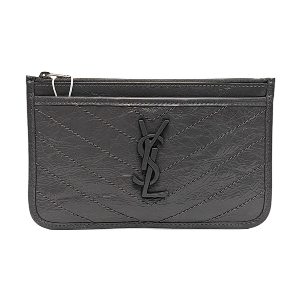 Authenticated pre-owned  CASSANDRE Chevron, Quilted Calfskin Gray - Clutch at Looply