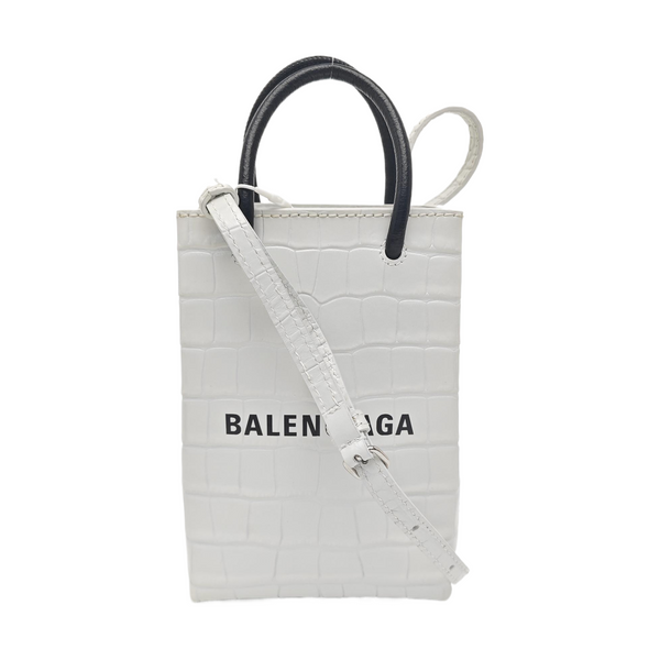 Shopping Bag Small Calfskin White