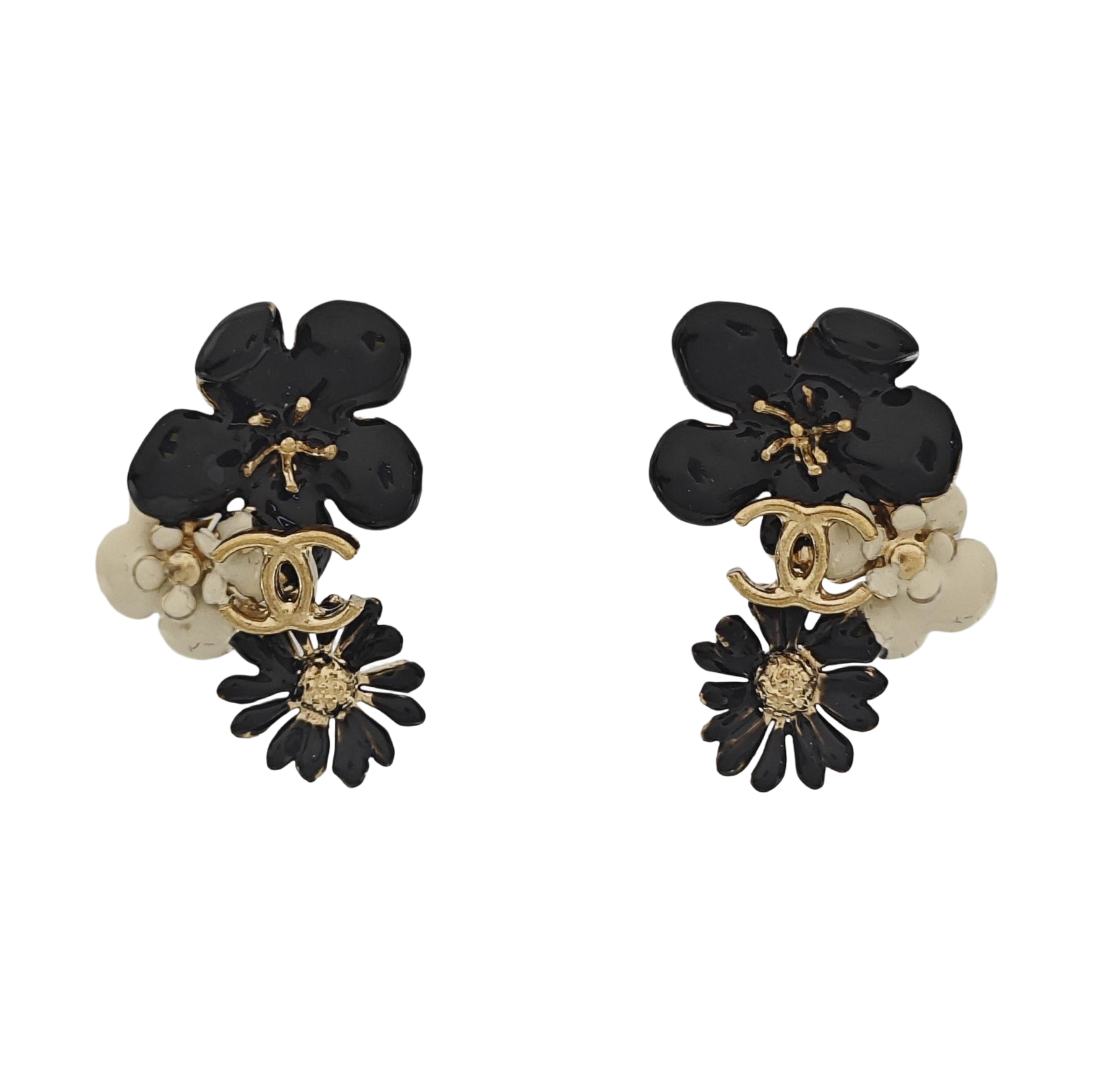 Metal Black Stud Earrings