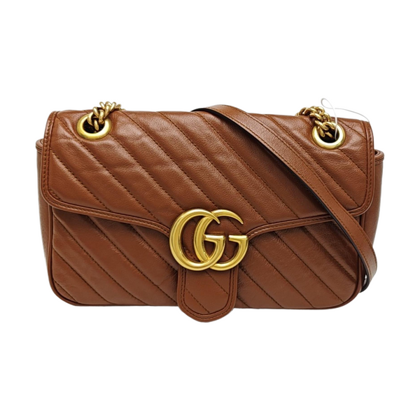 GG Marmont Medium Quilted Calfskin Brown