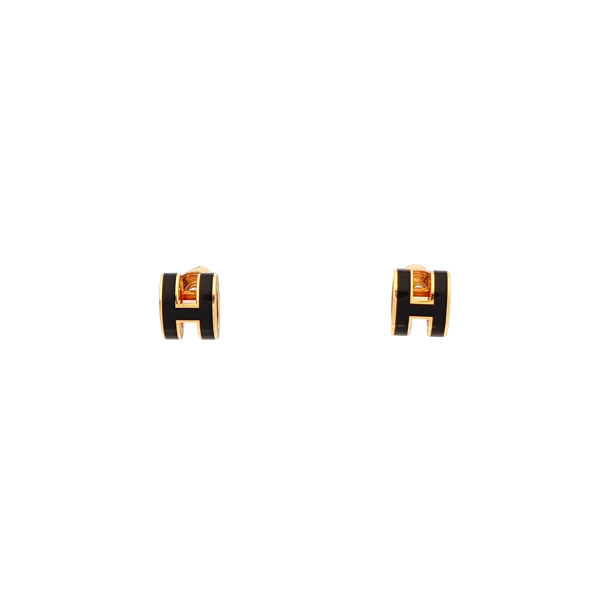 Pop H Metal Black Stud Earrings