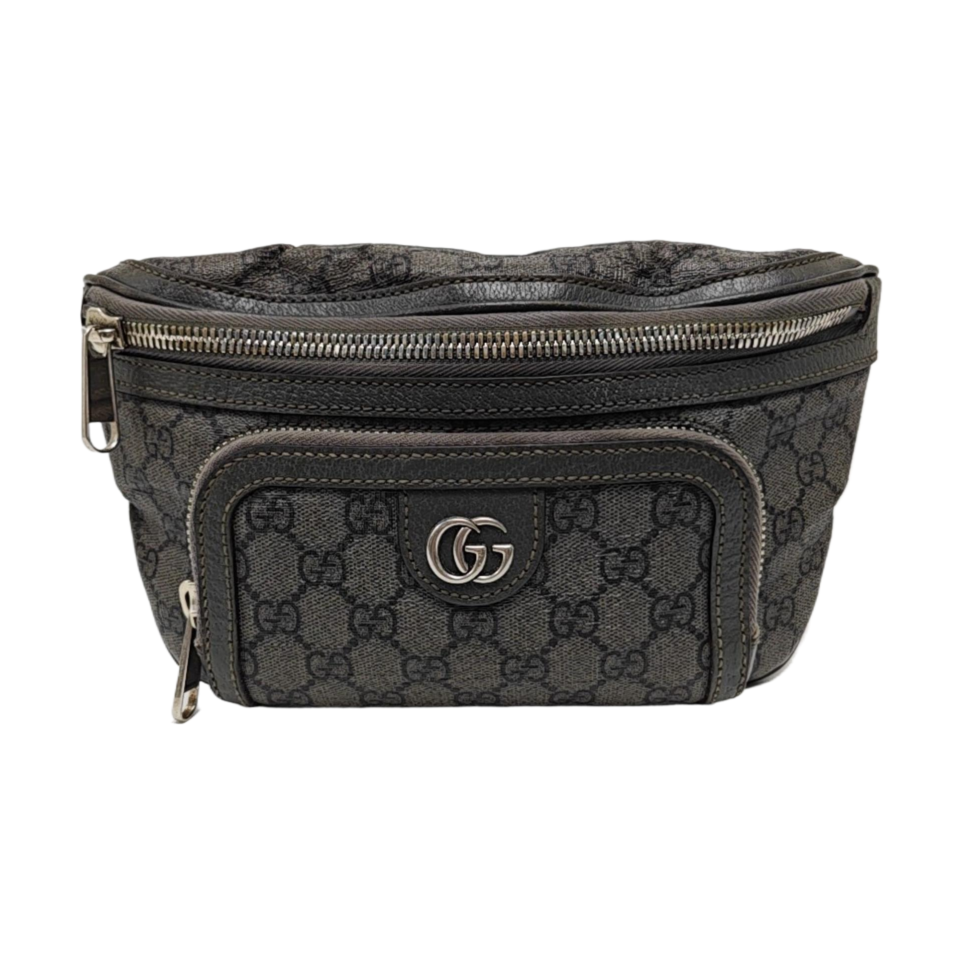 Ophidia Small Monogram Coated Canvas Gray