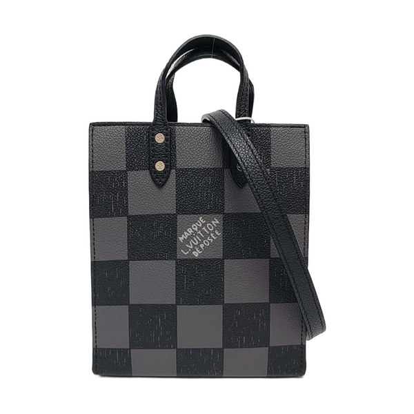 SAC PLAT Extra Small Damier Graphite Calfskin Gray