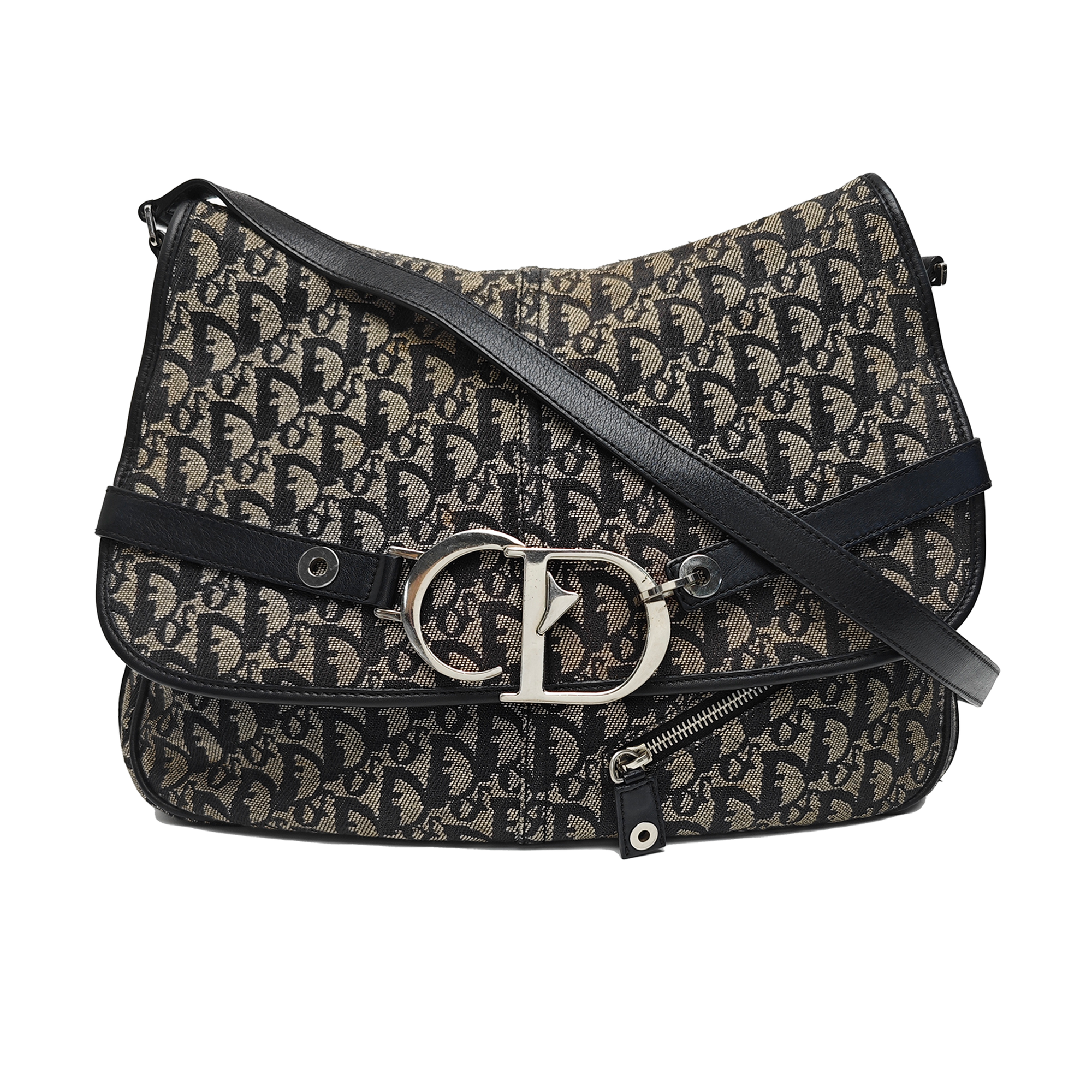 Oblique Canvas Shoulder Bag Black