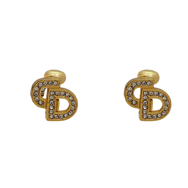 Petit CD Metal Gold Clip On Earrings