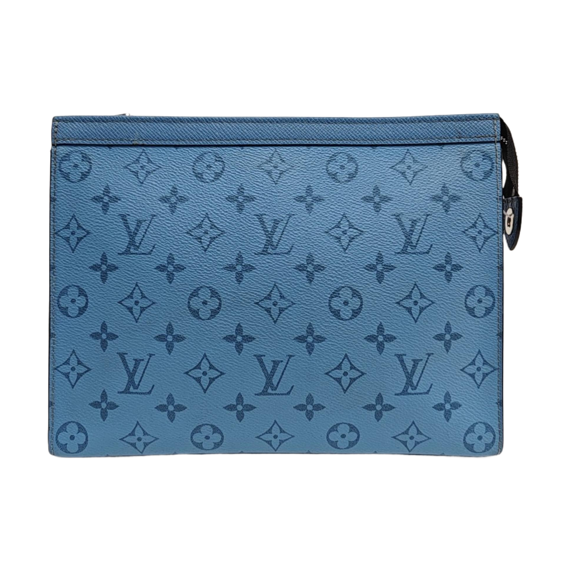 Pochette Voyag MM Monogram Coated Canvas Blue