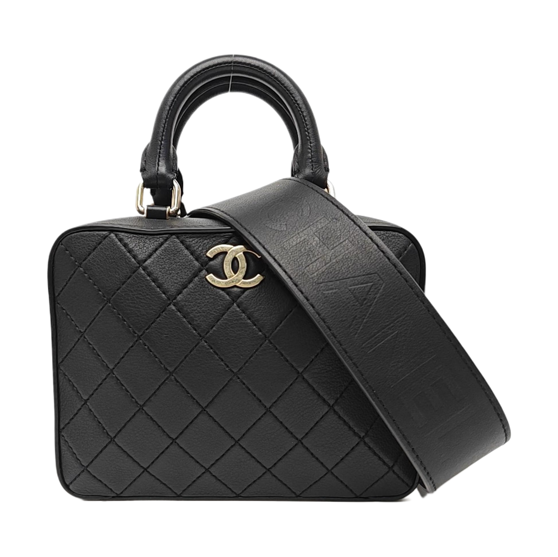 Quilted Calfskin Shoulder Bag Black