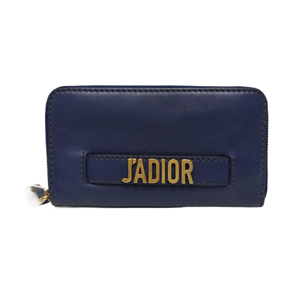 J'adior Calfskin Blue Wallet
