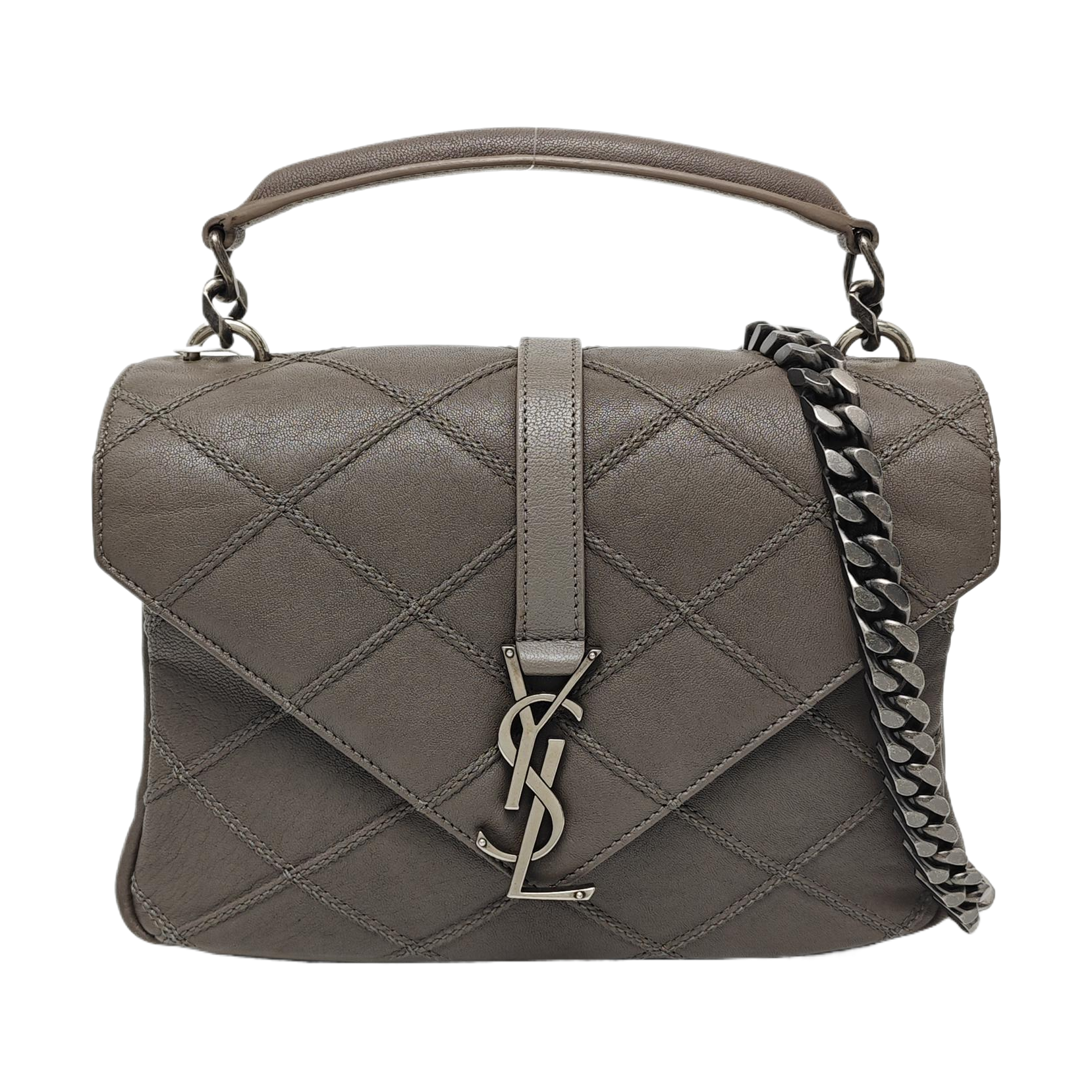 COLLEGE Medium Quilted Lambskin Gray