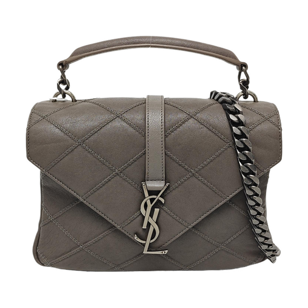 COLLEGE Medium Quilted Lambskin Gray