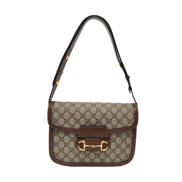 Horsebit 1955 Medium Monogram Coated Canvas Beige
