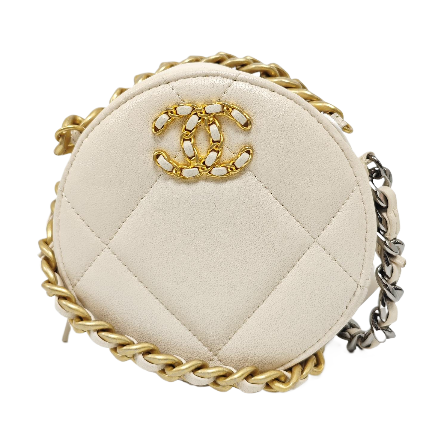 CHANEL 19 Small Quilted Lambskin White