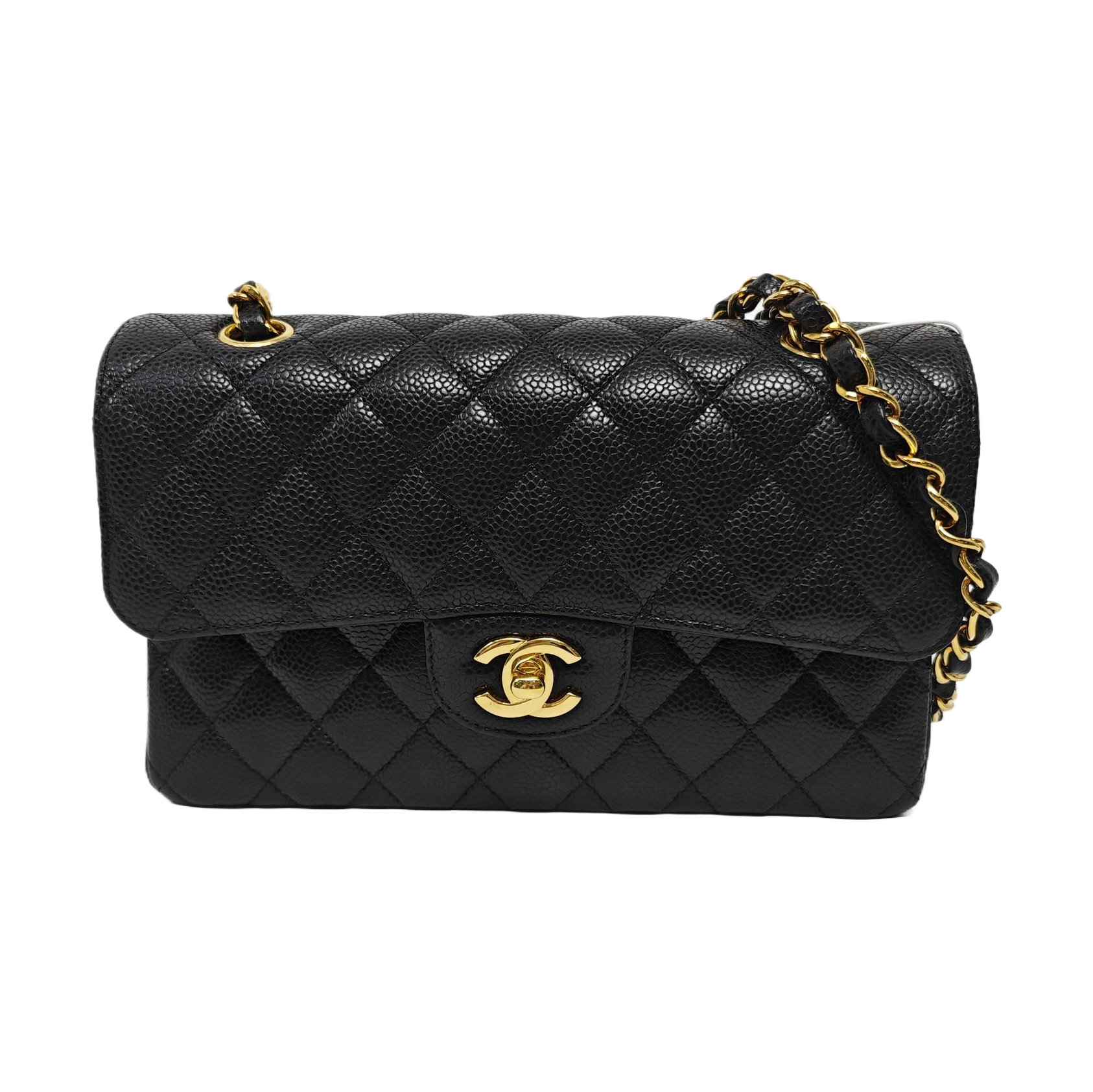 CLASSIC FLAP Small Quilted Grained Calfskin Black