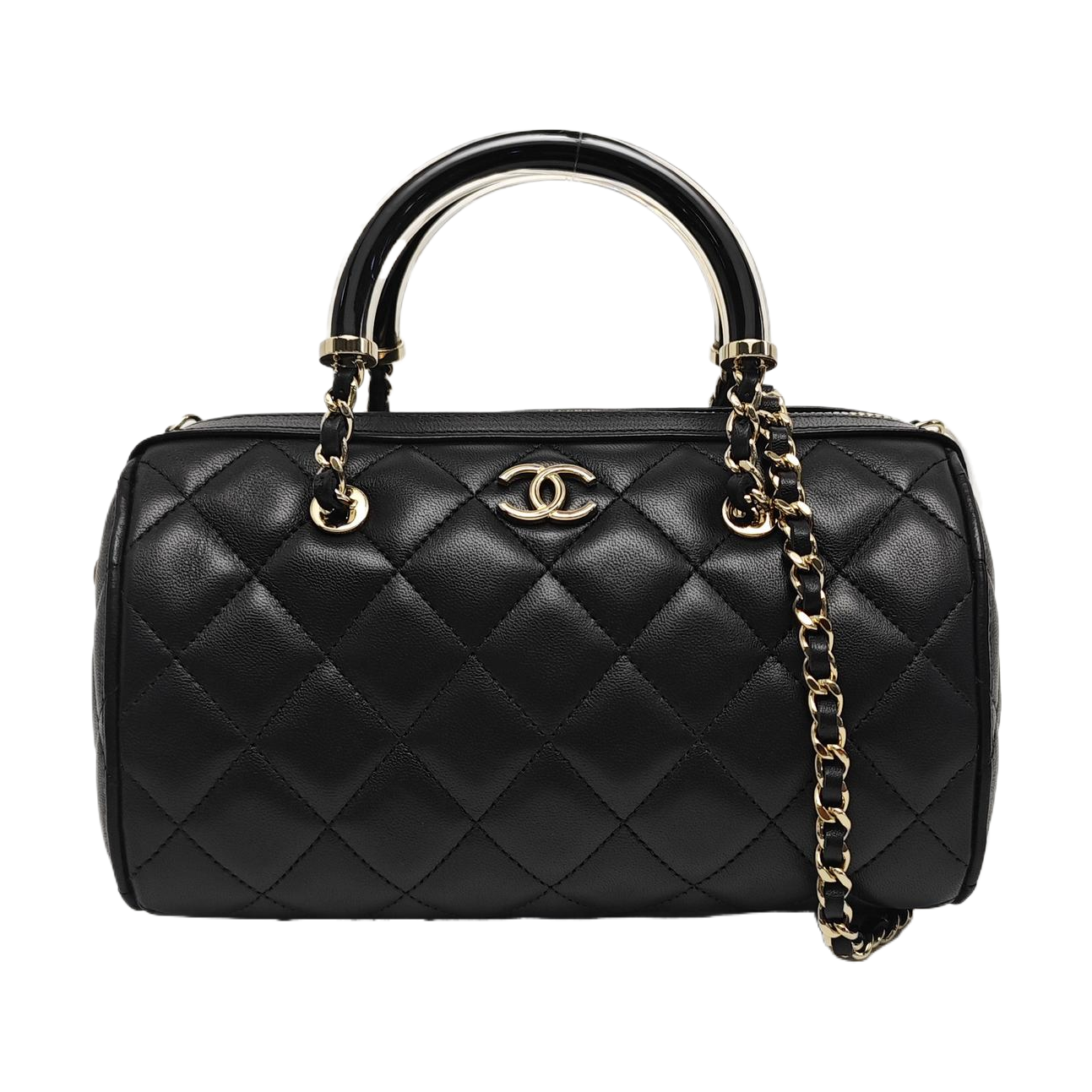 Quilted Lambskin Shoulder Bag Black