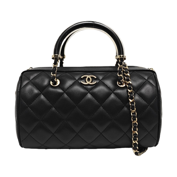 Quilted Lambskin Shoulder Bag Black