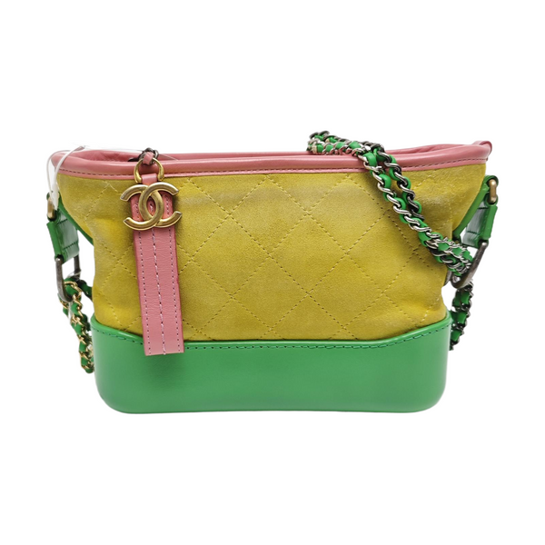 GABRIELLE Small Quilted Suede Yellow