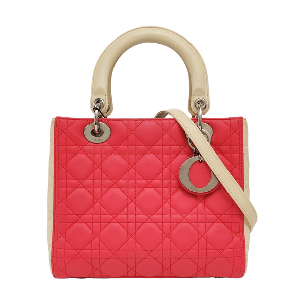 Authenticated pre-owned  Lady Dior Medium Cannage Lambskin Pink - Tote Bag at Looply