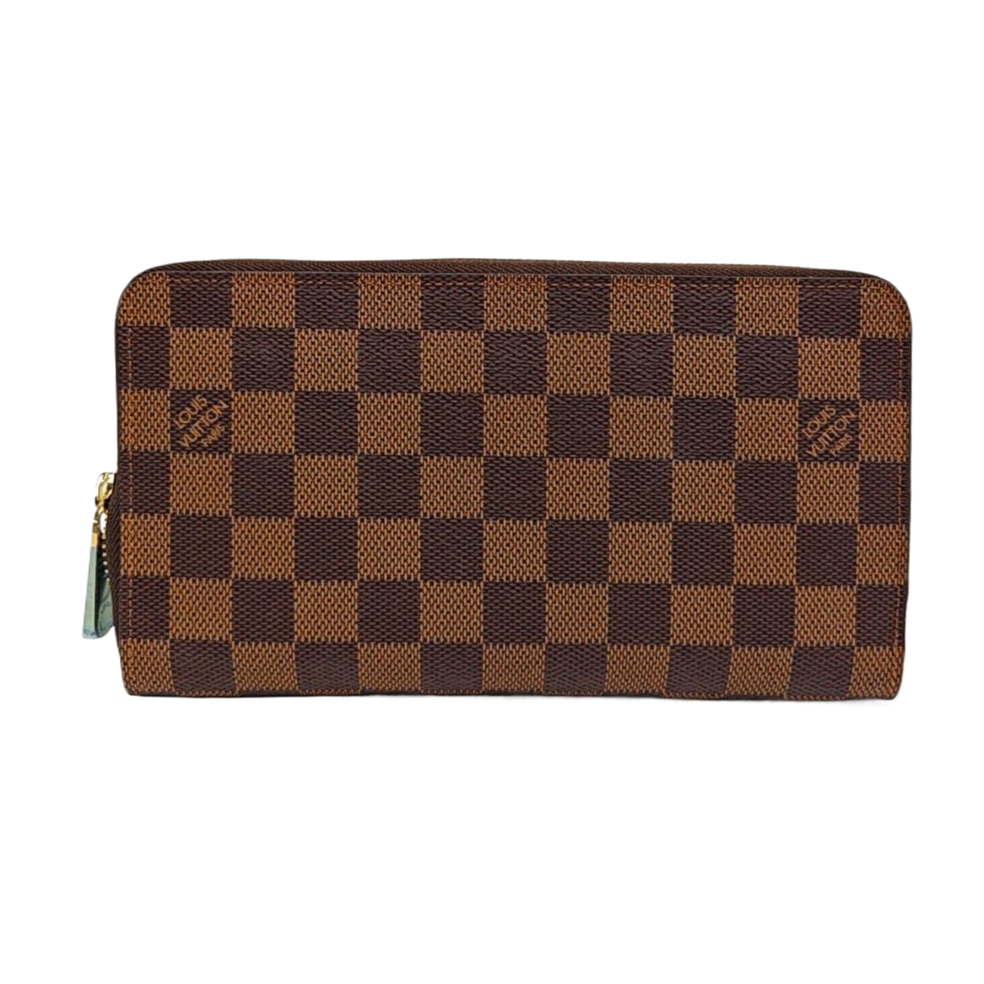 ZIPPY Damier Ebene Coated Canvas Brown