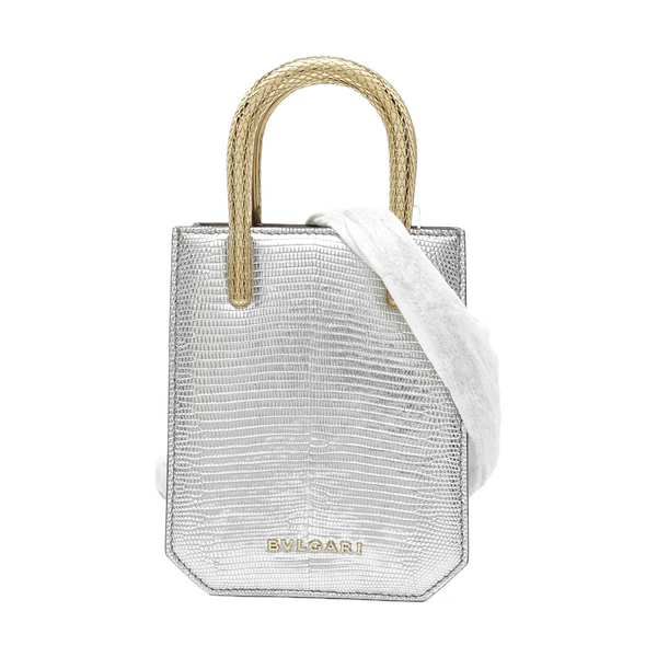 Lizard Tote Bag Silver