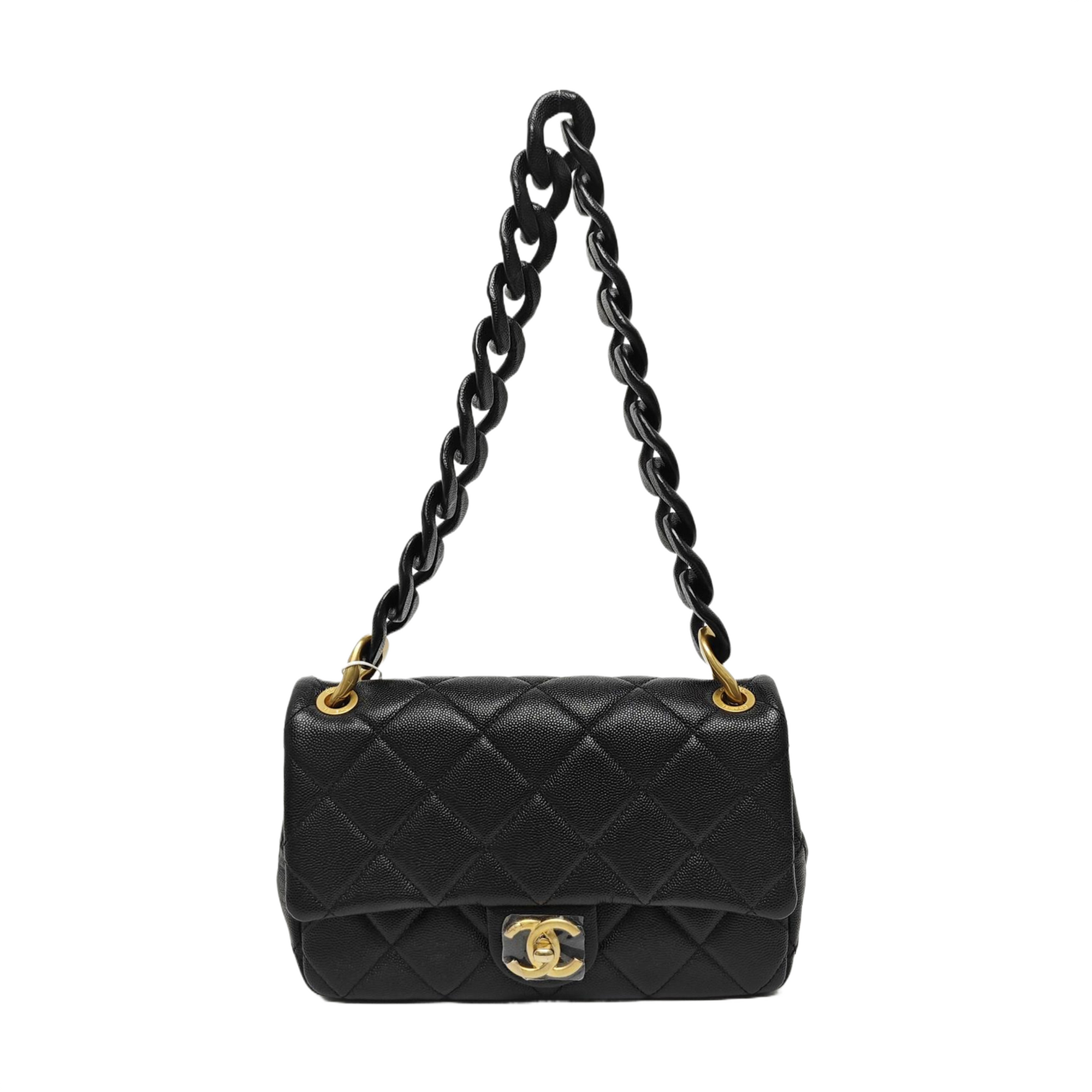 CLASSIC FLAP Mini Quilted Grained Calfskin Black