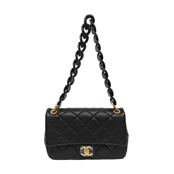 CLASSIC FLAP Mini Quilted Grained Calfskin Black