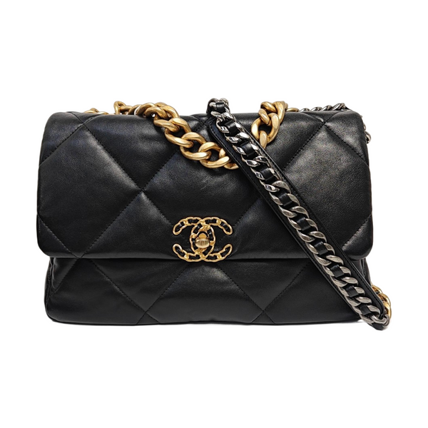 CHANEL 19 Large Quilted Lambskin Black
