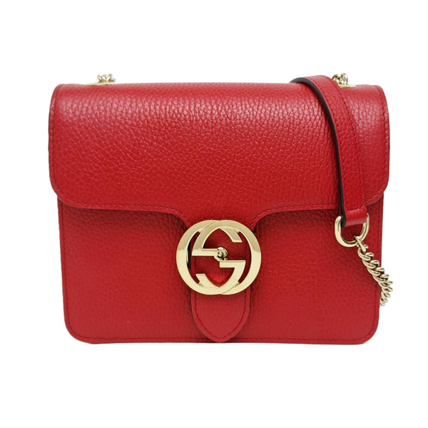 Interlocking G Small Calfskin Red