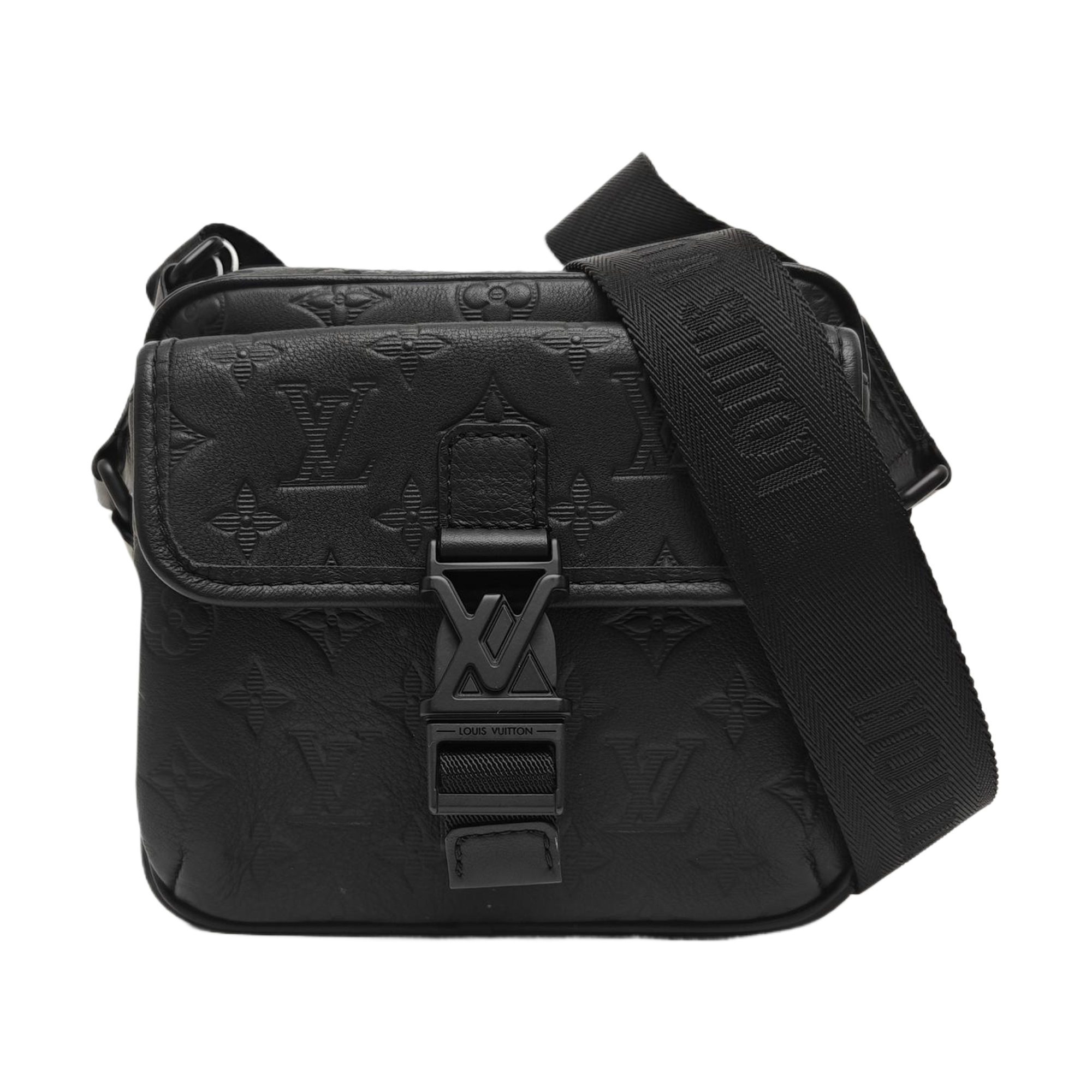 Monogram Calfskin Shoulder Bag Black