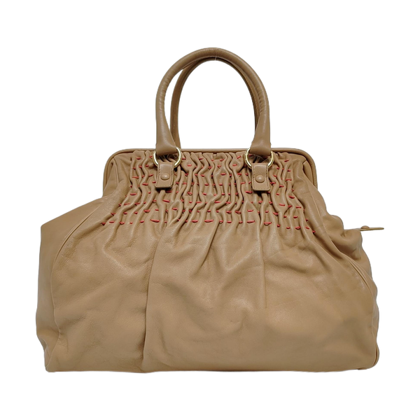 Quilted Calfskin Tote Bag Beige