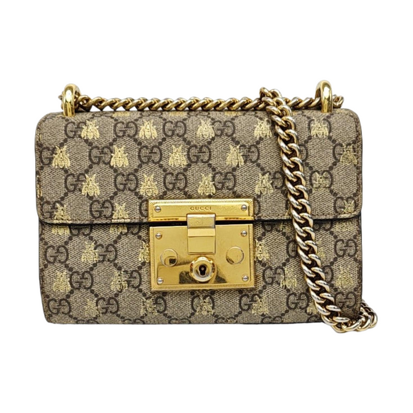 Padlock Small Monogram Coated Canvas Beige
