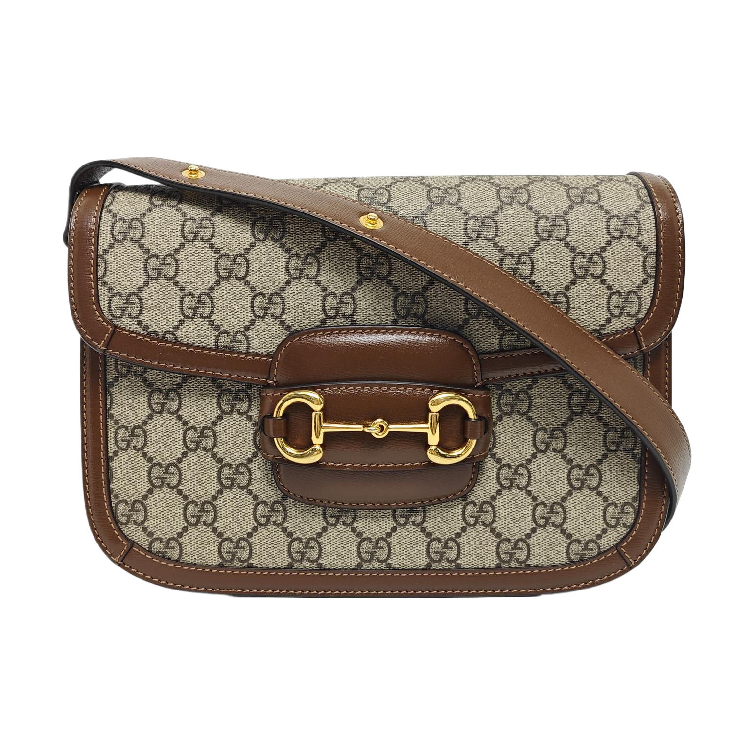 Horsebit 1955 Medium Monogram Coated Canvas Beige
