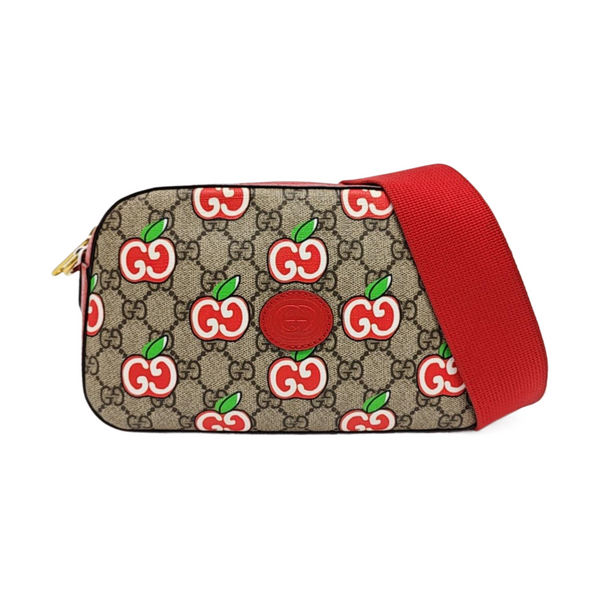 GG Supreme Small Monogram Coated Canvas Red