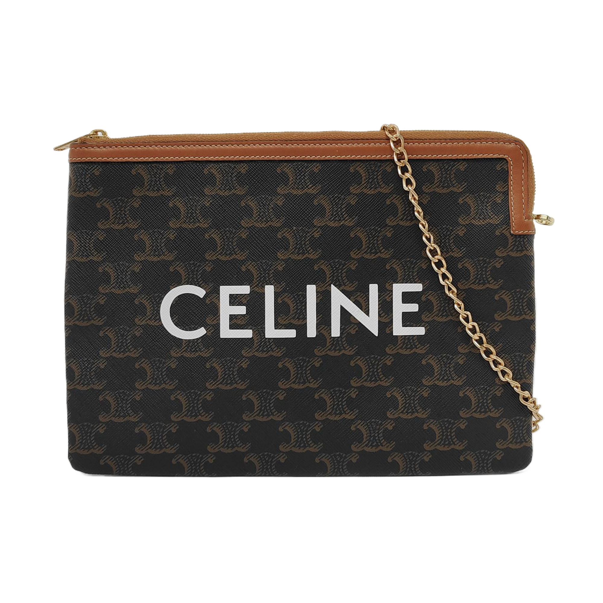 Authenticated pre-owned  TRIOMPHE Small Coated Canvas Brown - Clutch at Looply