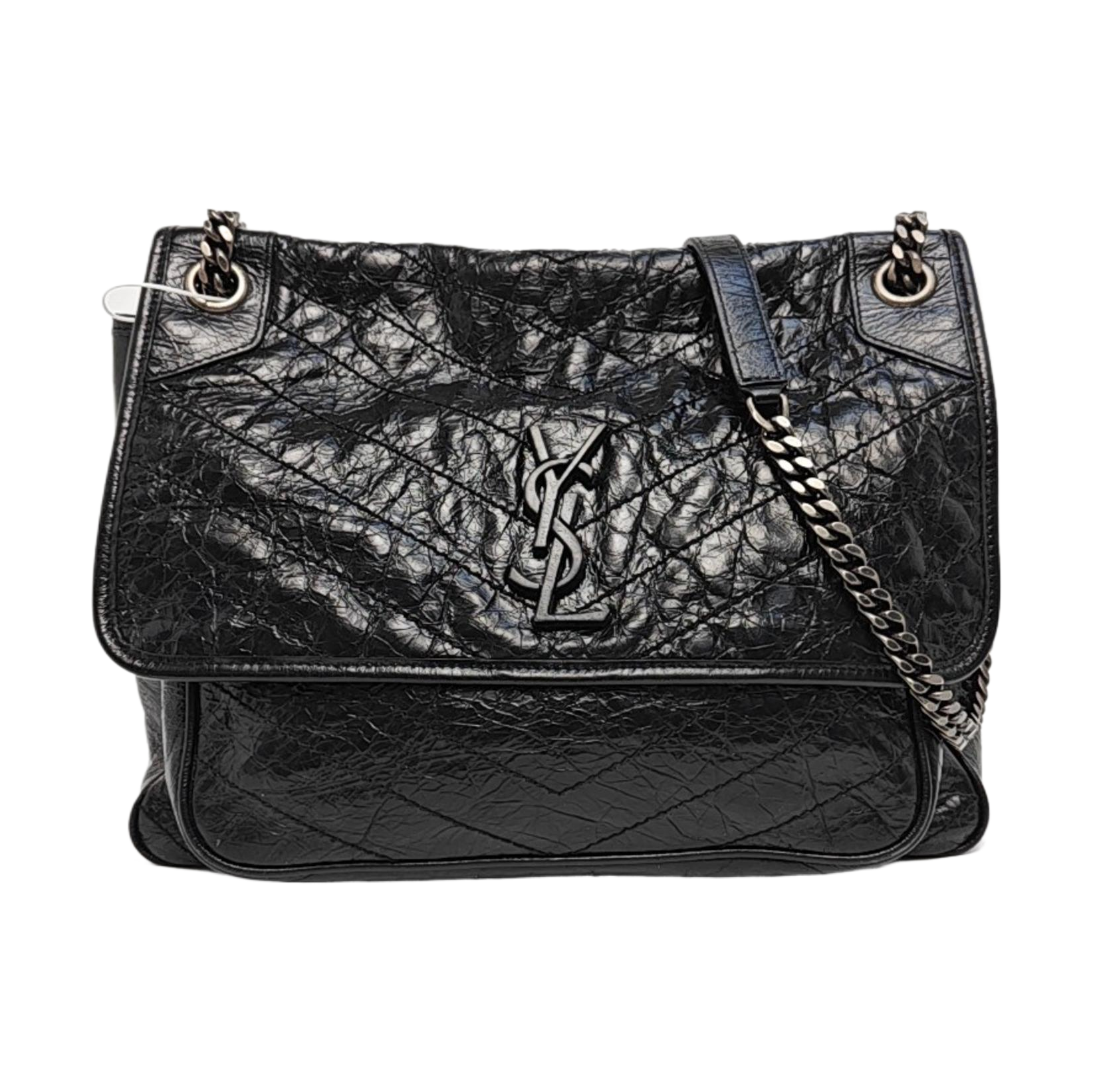 NIKI Large Chevron Calfskin Black