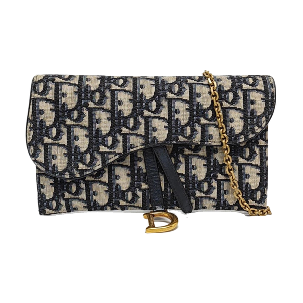 Authenticated pre-owned  Saddle Small Oblique Canvas Blue - Crossbody Bag at Looply