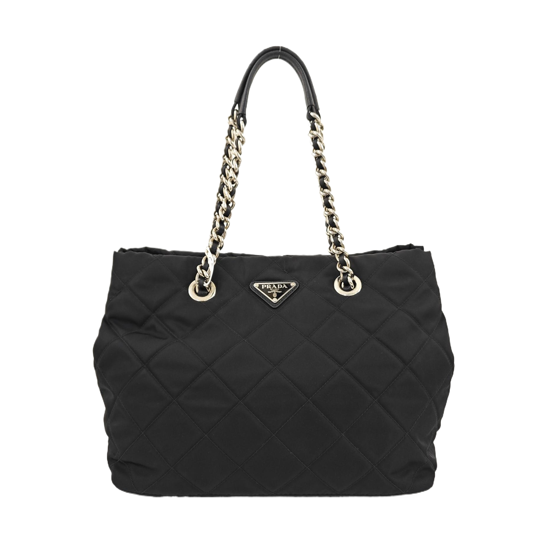 Quilted Nylon Tote Bag Black