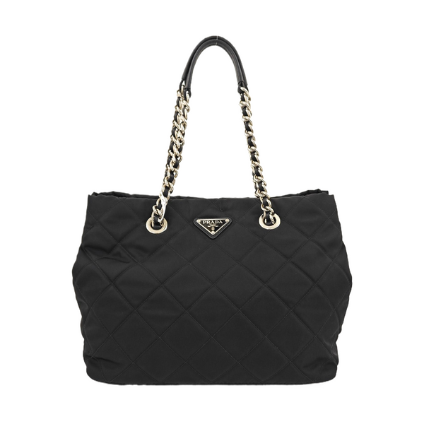 Quilted Nylon Tote Bag Black
