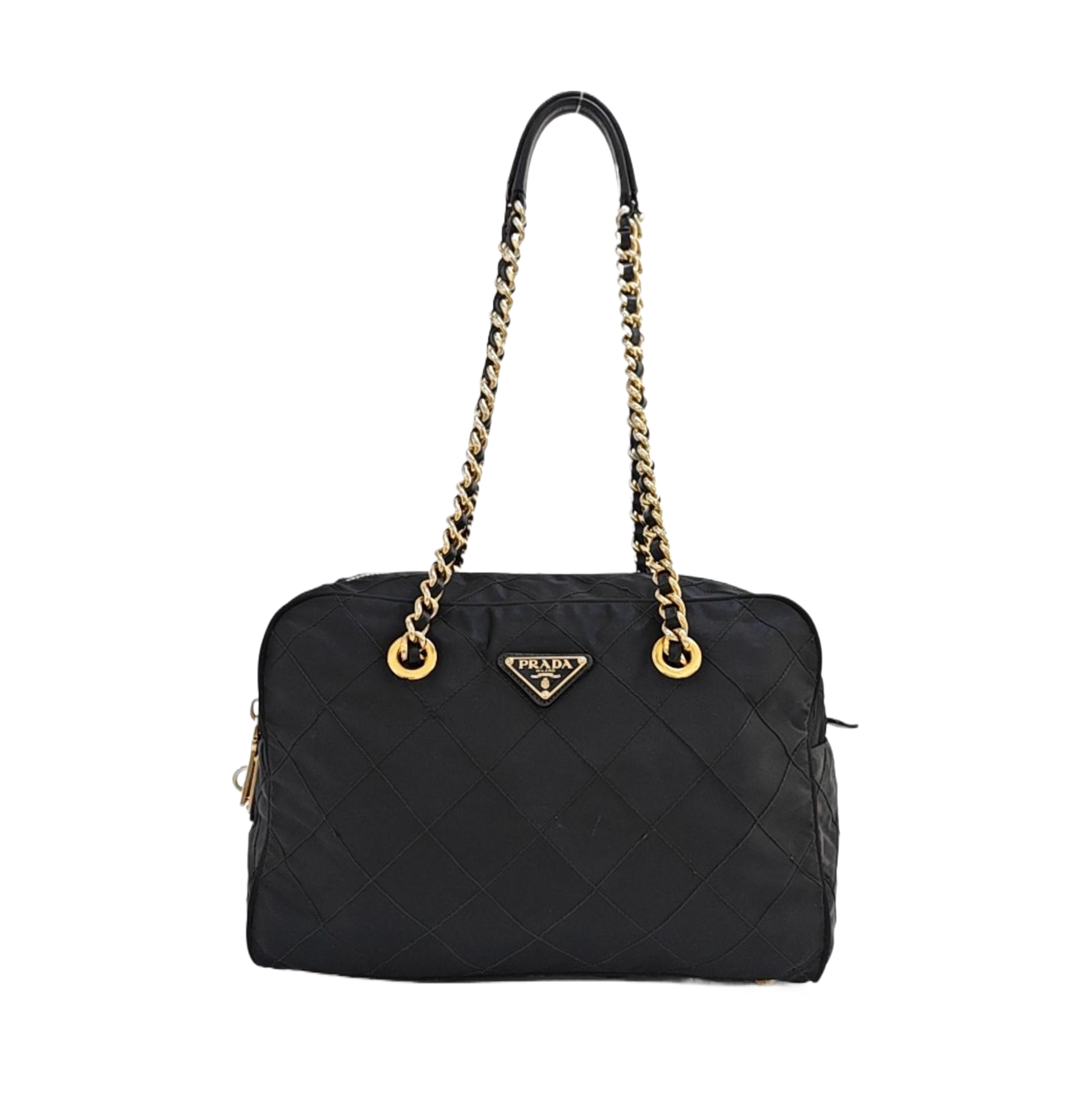 Chain Tote Quilted Nylon Black