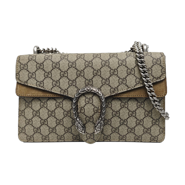 Dionysus Small Monogram Coated Canvas Beige