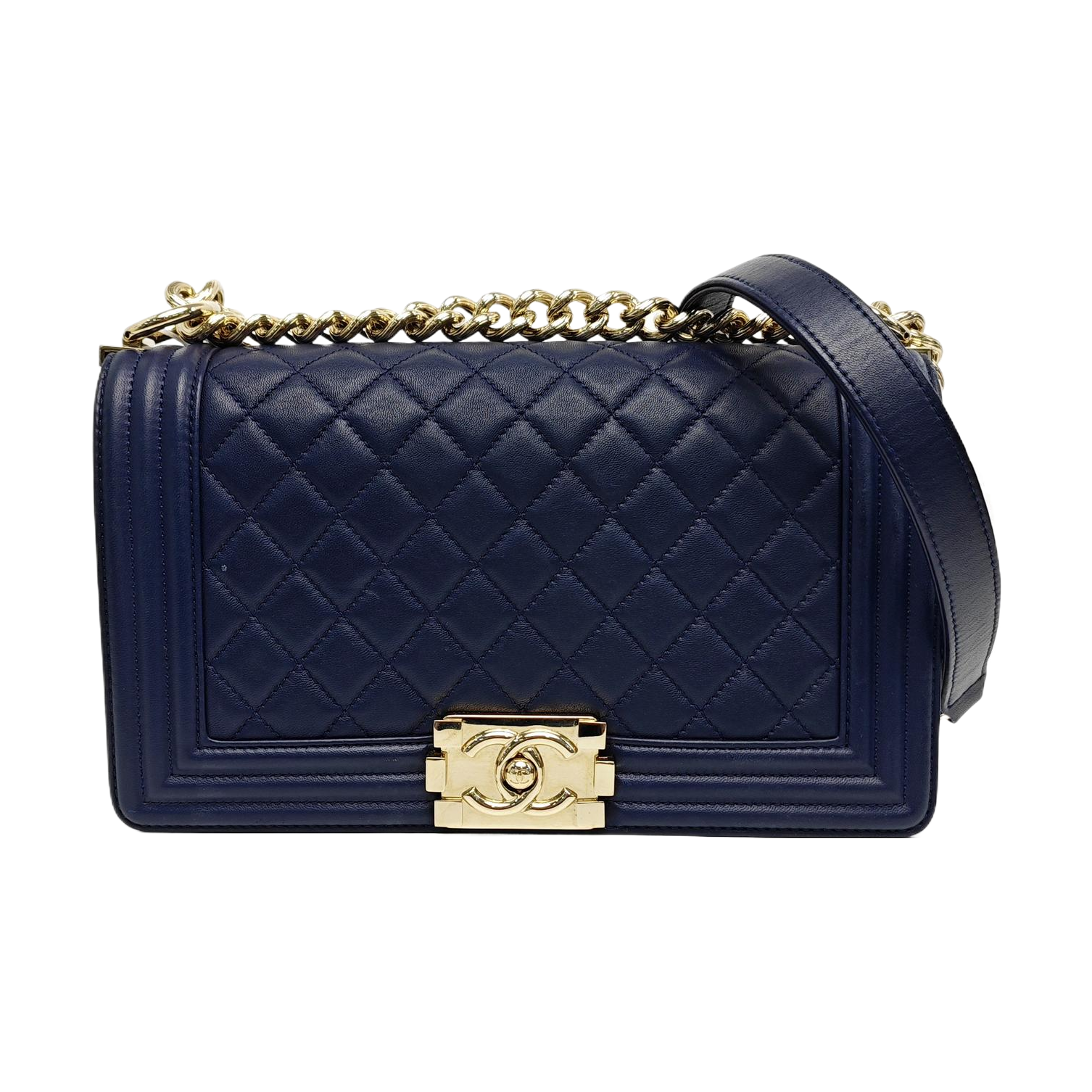 BOY CHANEL Medium Quilted Calfskin Blue