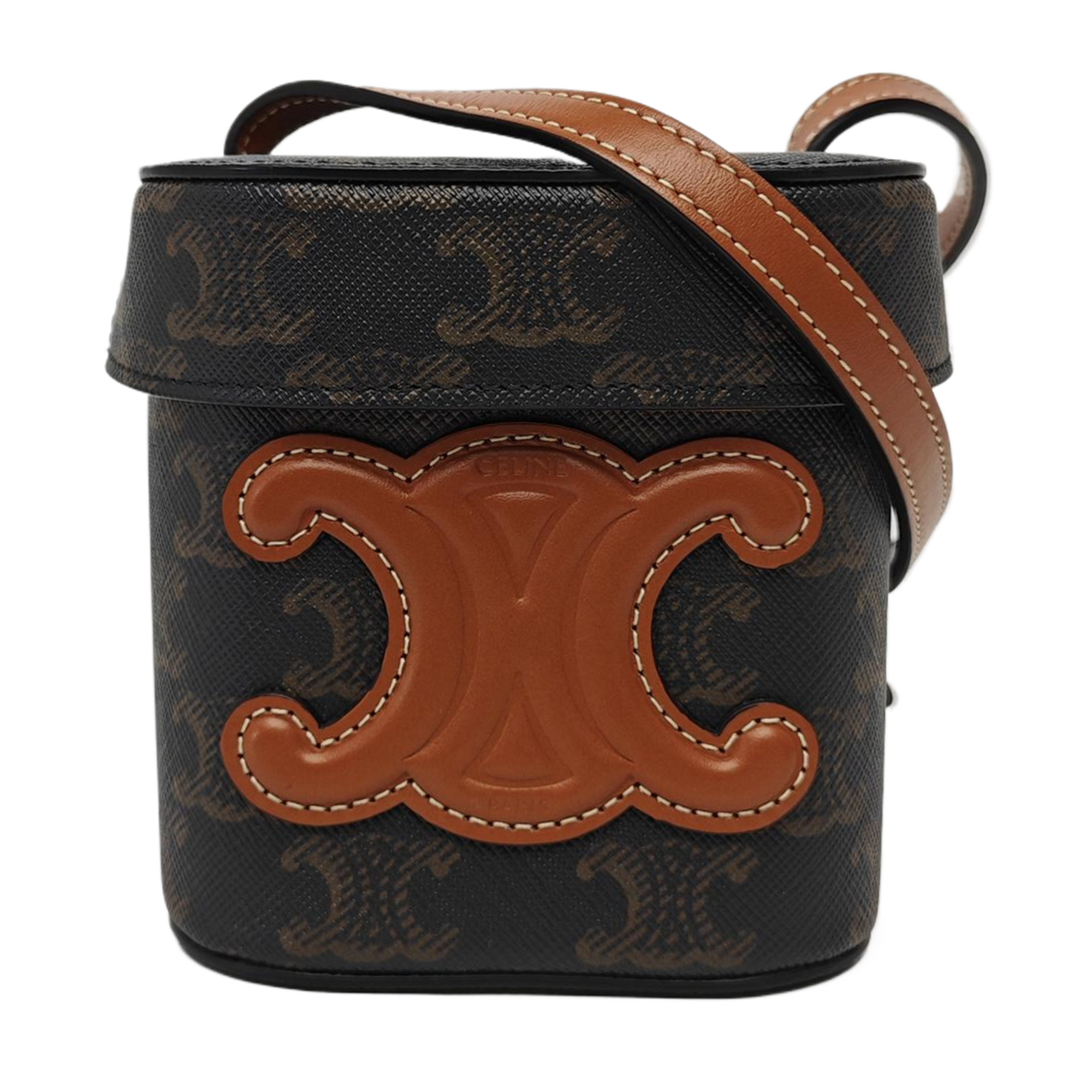 Coated Canvas Shoulder Bag Brown