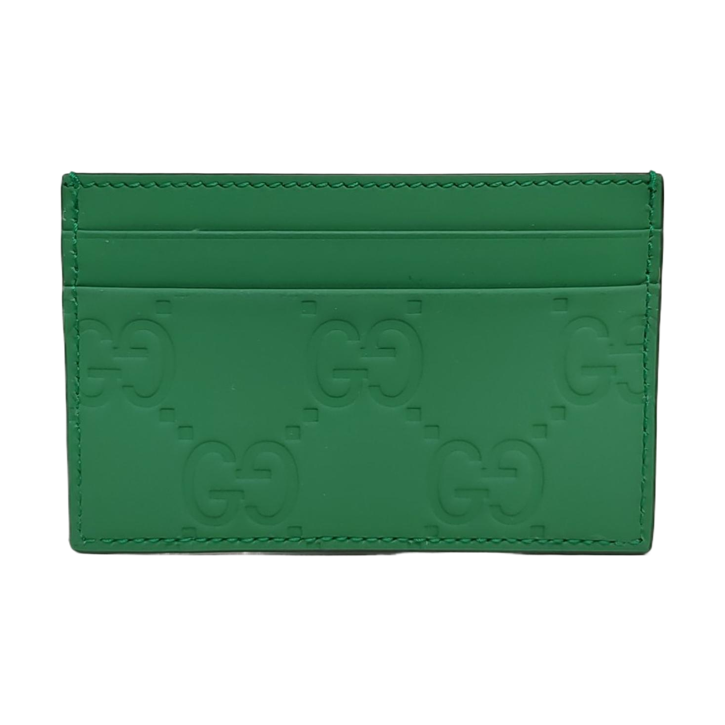 Signature Monogram Calfskin Green Card Holder