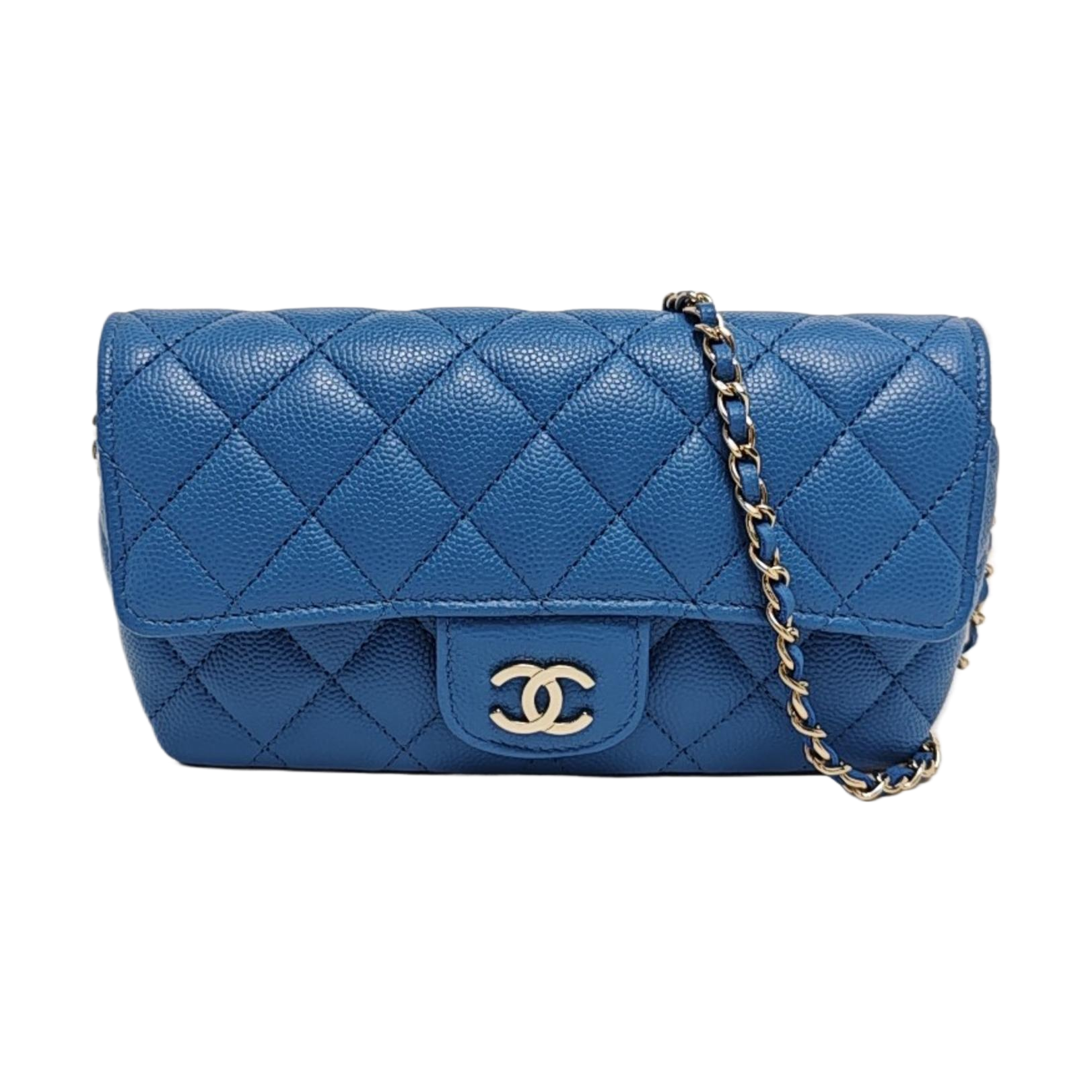 Quilted Grained Calfskin Blue