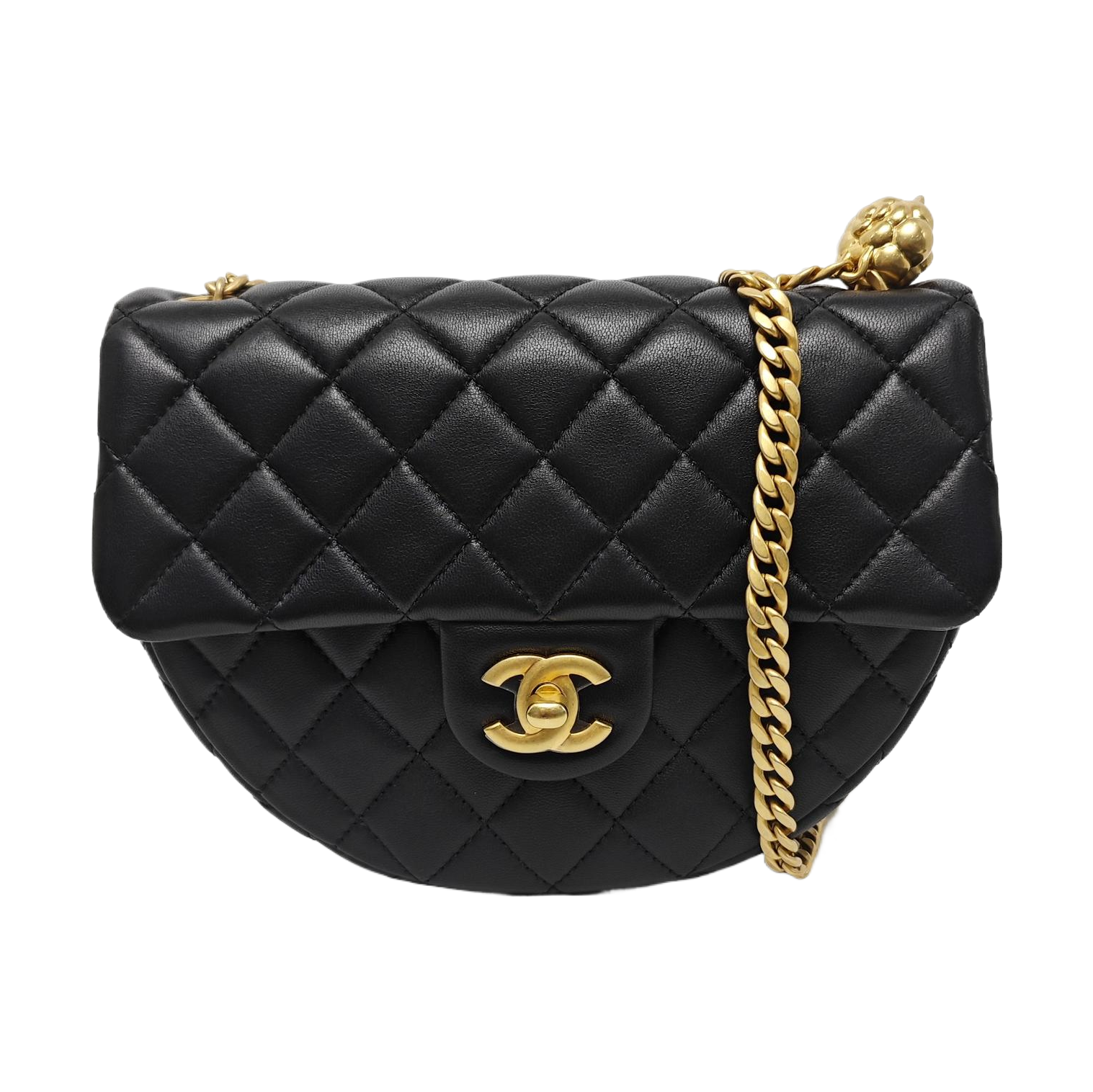 Quilted Lambskin Shoulder Bag Small Black