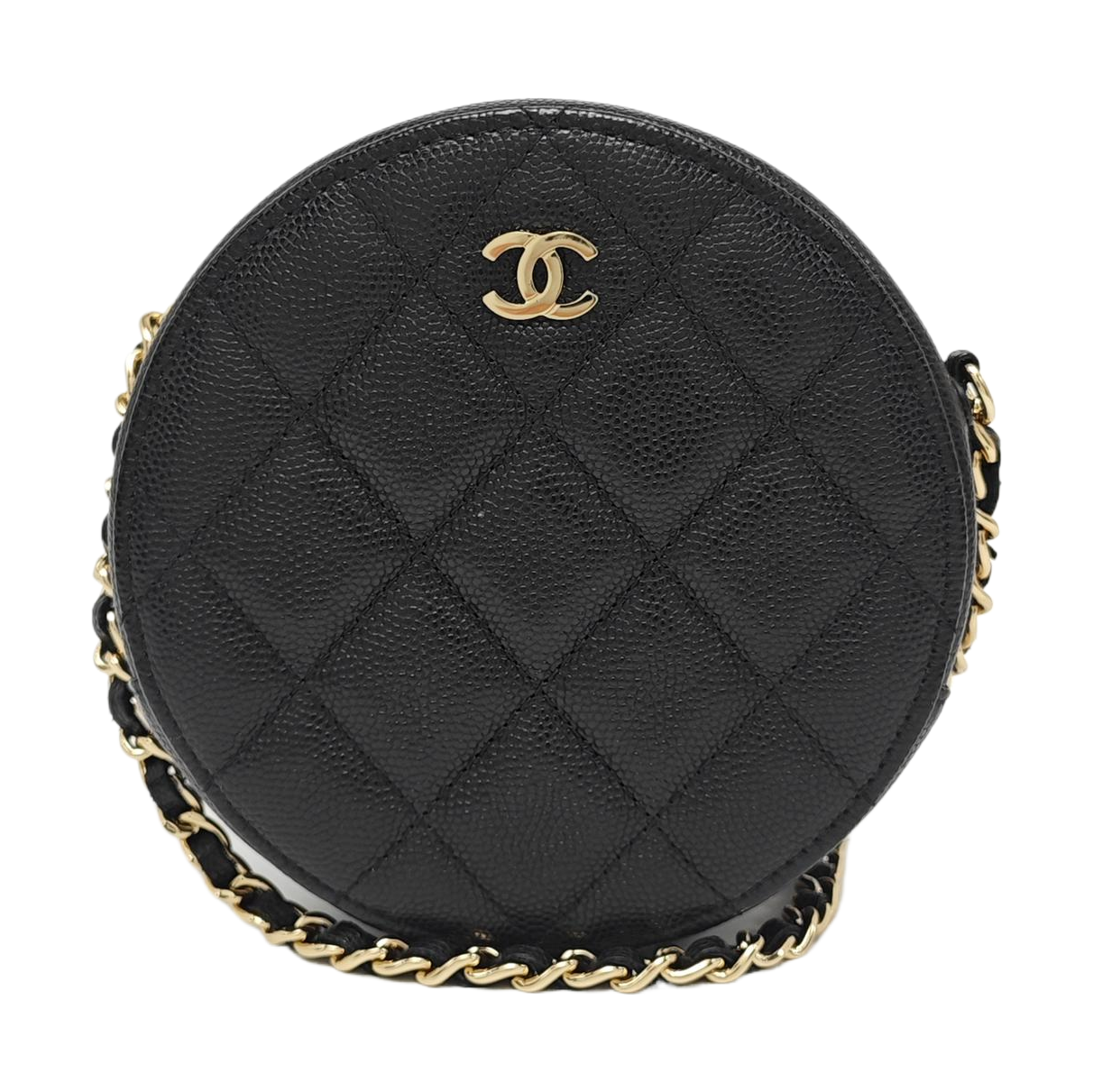 ROUND Quilted Grained Calfskin Black