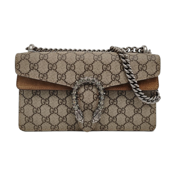 Dionysus Small Monogram Coated Canvas Beige